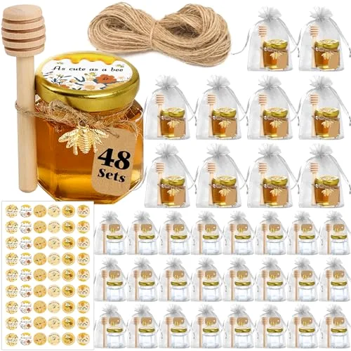 1.5 oz Small Hexagon Glass Honey Jars