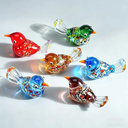 1.9'' Hand Blown Glass Bird Figurines Mini