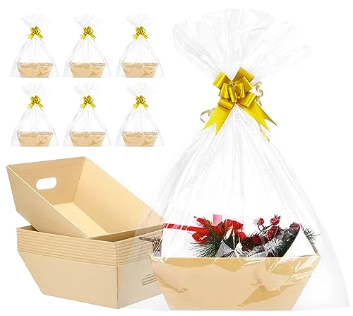 10x12”Thick Kraft Gift Basket with 10 Bows