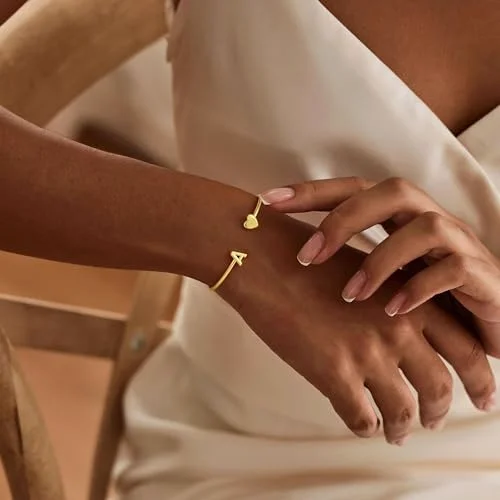 14K Gold Plated Initial Letter J Bangle
