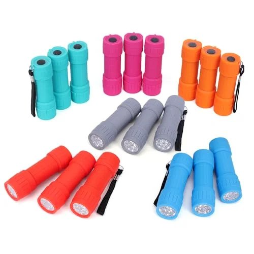 18-Pack 9-LED Mini Flashlight Set with Aaa