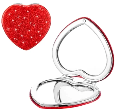 1x/2x Magnification Travel Mirror with Glitter