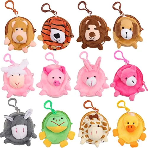 24-Pack Mini Stuffed Animals Coin Bags Keychains