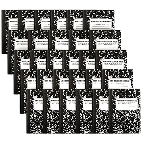 30 Pack Black Narrow Ruled Mini Composition