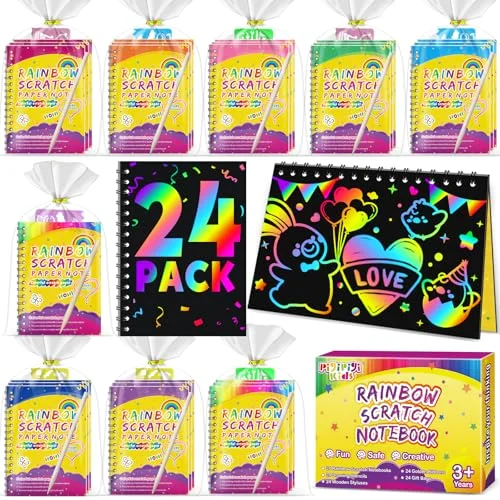 4-8-12: 24 Pack Scratch Rainbow Art Crafts