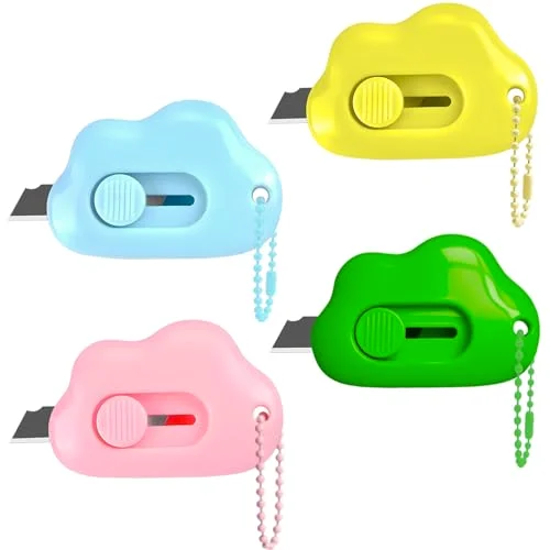 4-Pack Cloud Retractable Box Cutters with Key
