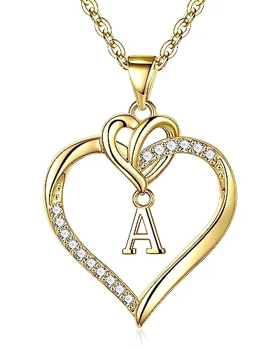 A Heart Initial Necklaces Jewelry