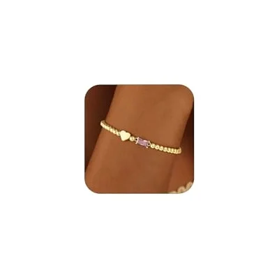 Birthstone Gold Bracelets Dainty Heart Friendship Bracelet