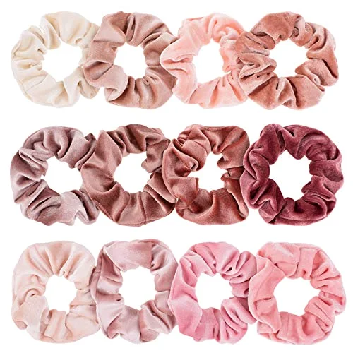 Blush Theme Scrunchies Velvet Elastics Pink Bobbles