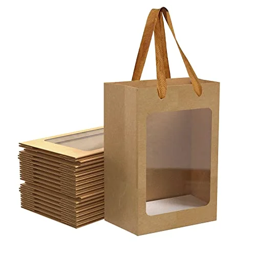 Brown Paper Gift Bags with Transparent Window