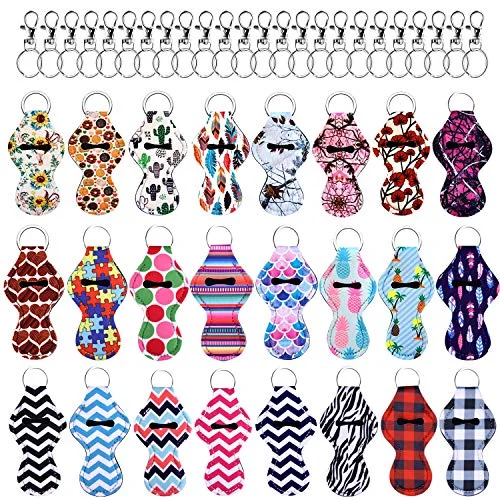 Chapstick Holder Key Chain With 24 Pcs