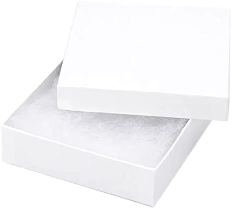 Cotton Filled White Color Cardboard Jewelry Boxes