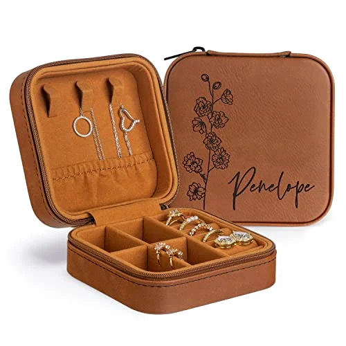 Custom Leather Jewelry Box w/Name & Birth
