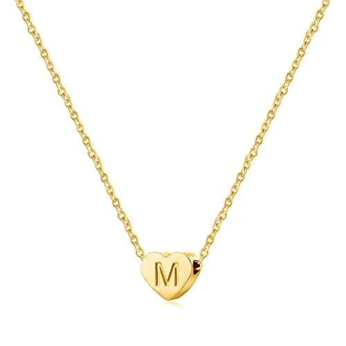 Dainty Alphabet Heart Letter Pendant Necklace Jewelry