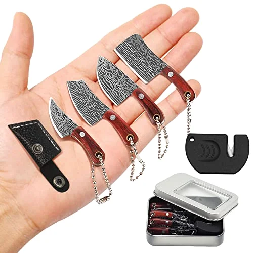 Damascus Pocket Knife with Sharpener