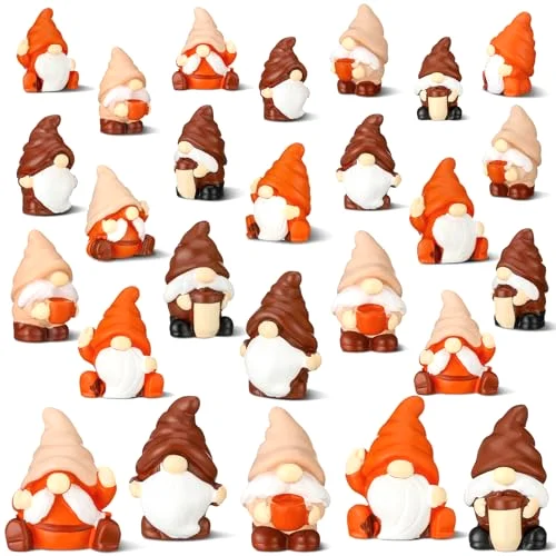 Fall Mini Coffee Gnomes Autumn Tiny Resin
