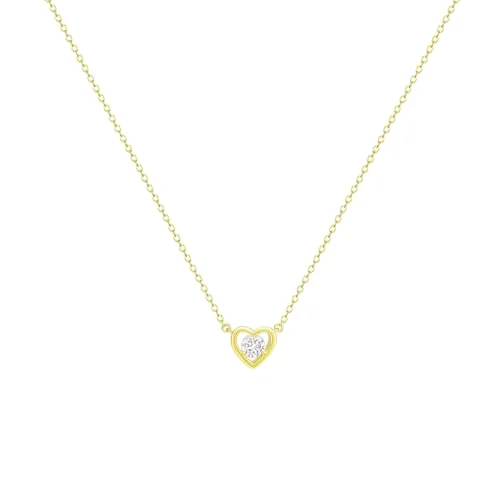 Gold Necklace Dainty Heart Necklace 14K Gold
