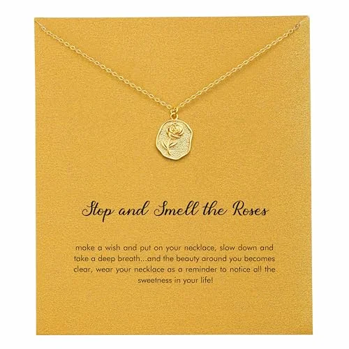 Golden Rose Flower Necklace Friend Jewelry Gifts