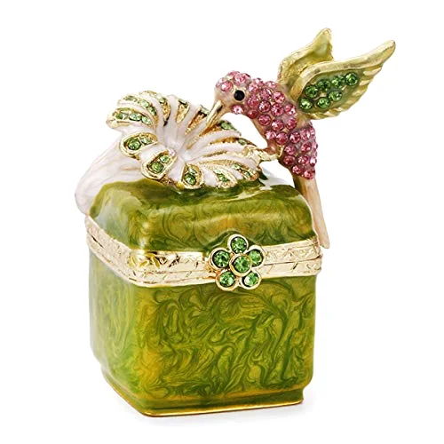 Hand Painted Enamel Hinged Trinket Box