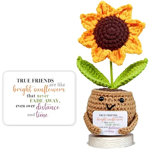 Handmade Positive Sunflower Crochet Doll with True