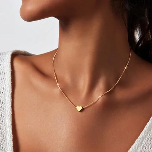Heart Necklaces Trendy 14K Gold Plated Tiny