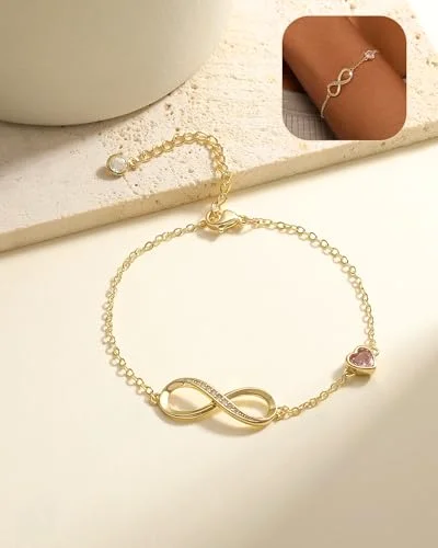 Infinity Birthstone Bracelets Gold Charm Bracelets
