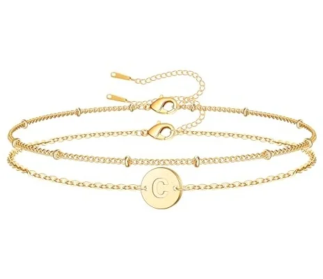 Initial Bracelet Women Letter C Bracelets Dainty