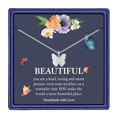 Initial Butterfly Necklace Gifts