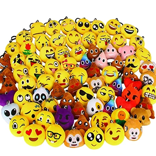 Mini Emoticon Keychain Plush: 80 Pack