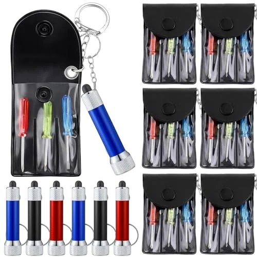 Mini Flashlights Screwdriver Keychain Set