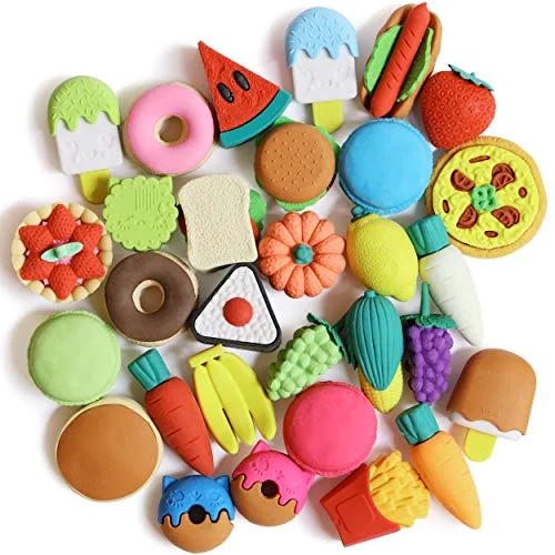 Mini Food Pencil Erasers Toy Set
