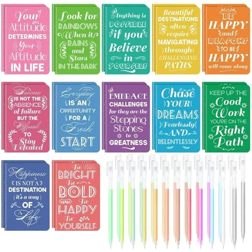 Mini Inspirational Notebooks with 24 Colorful Pens