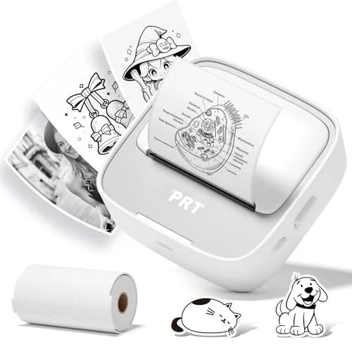 Portable Thermal Printer with 1Roll Sticker Paper