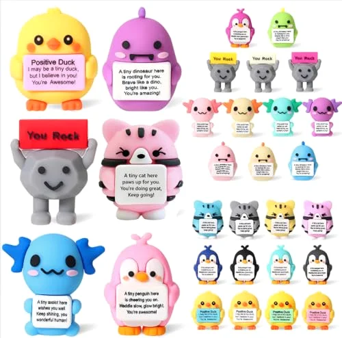 Positive Motivational Figurines with Encouraging Signs