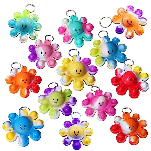 Rainbow Octopus Pop Keychain Stress Relief Pocket