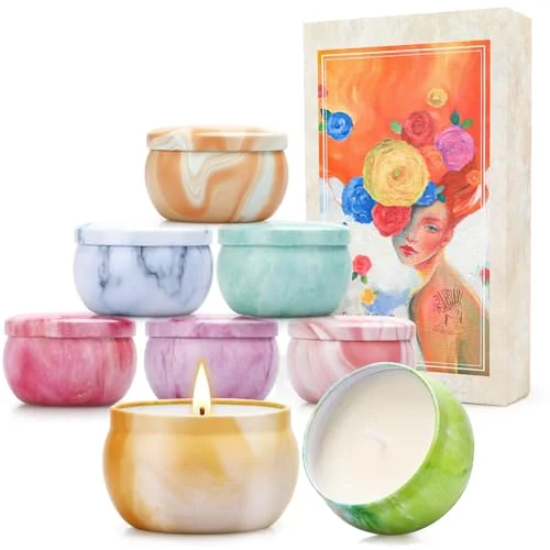 Scented candle tins, eight in a box