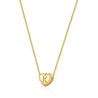 Tiny Heart Initial Letter K Choker Necklace