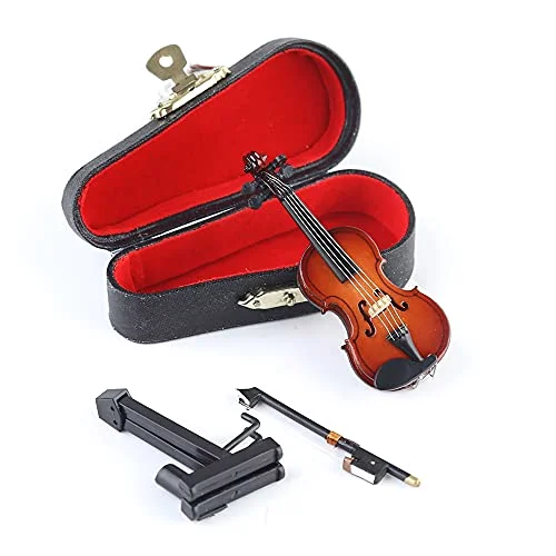 Wooden Miniature Violin Replica with Stand
