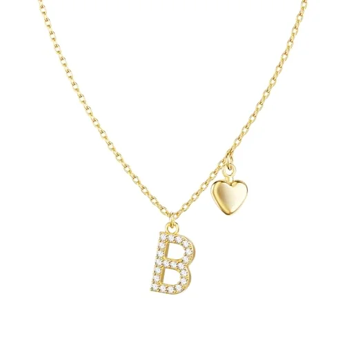 Zirconia Tiny Heart Letter Pendant